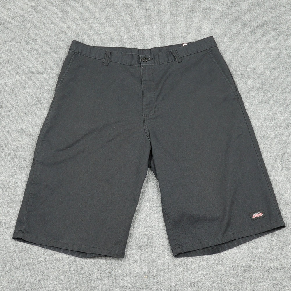 Dickies Shorts Men 36 Black Twill Flat Front Multi-Pocket Workwear Casual